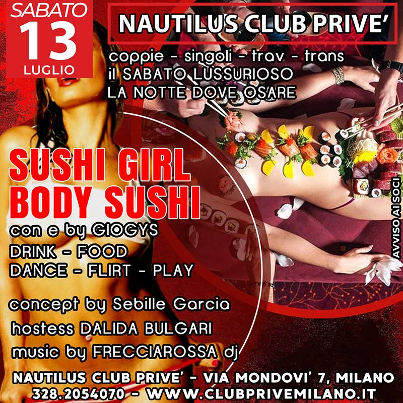 BODY SUSHI GIRL SABATO PRIVE MILANO NAUTILUS